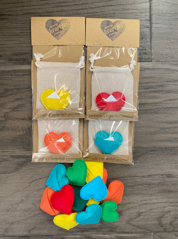 Primary colors - Our Over the Rainbow hearts are mostly primary colors. These make great gifts for children or anyone who appreciates a splash of color.
