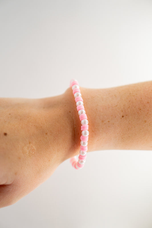 Pink and Pearl Beaded Bracelet